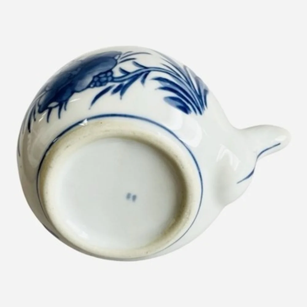 Chinoiserie Style Small Ceramic Teapot - Blue and White Hand Painted Floral